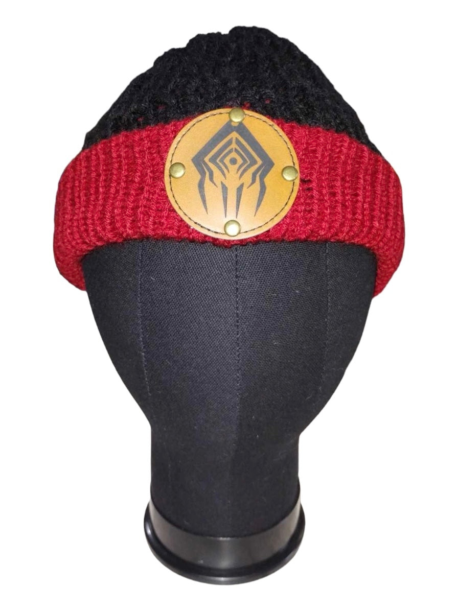 Custom red and black beanie