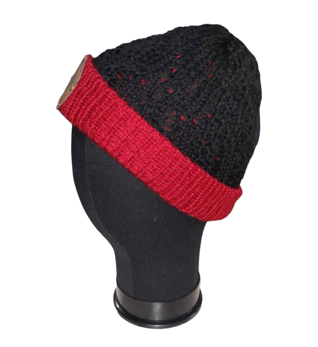 Custom red and black beanie